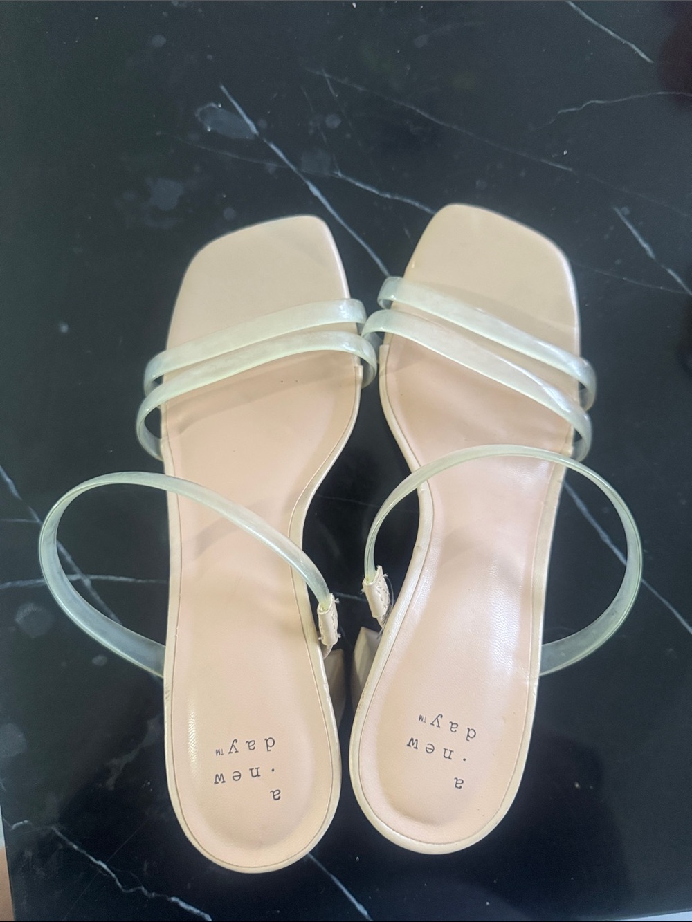 a new day Nude Beige Sandals with Clear Straps